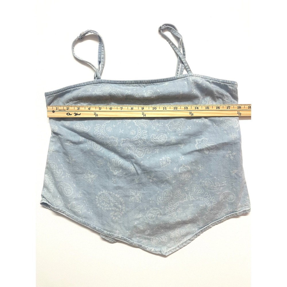 Wrangler Retro Paisley Bandana Print Handkerchief Hem Cami Top Light Blue Large - Picture 6 of 7